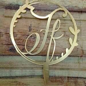 Cake topper en acrílico dorado espejo